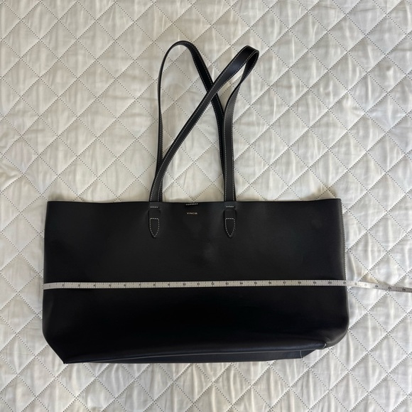 Vince Black Leather Large Tote Bag Minimalist Shoulder Work Bag
